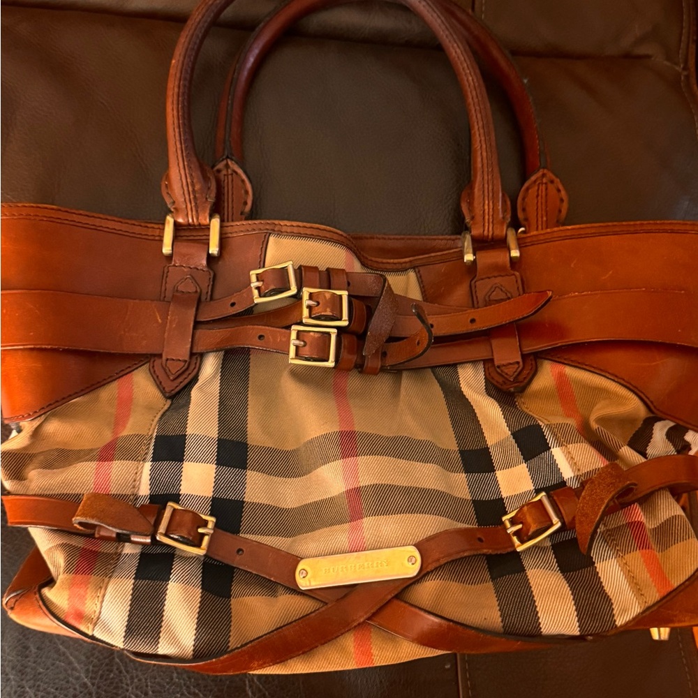 Burberry Brown and Tan Checkered Bag